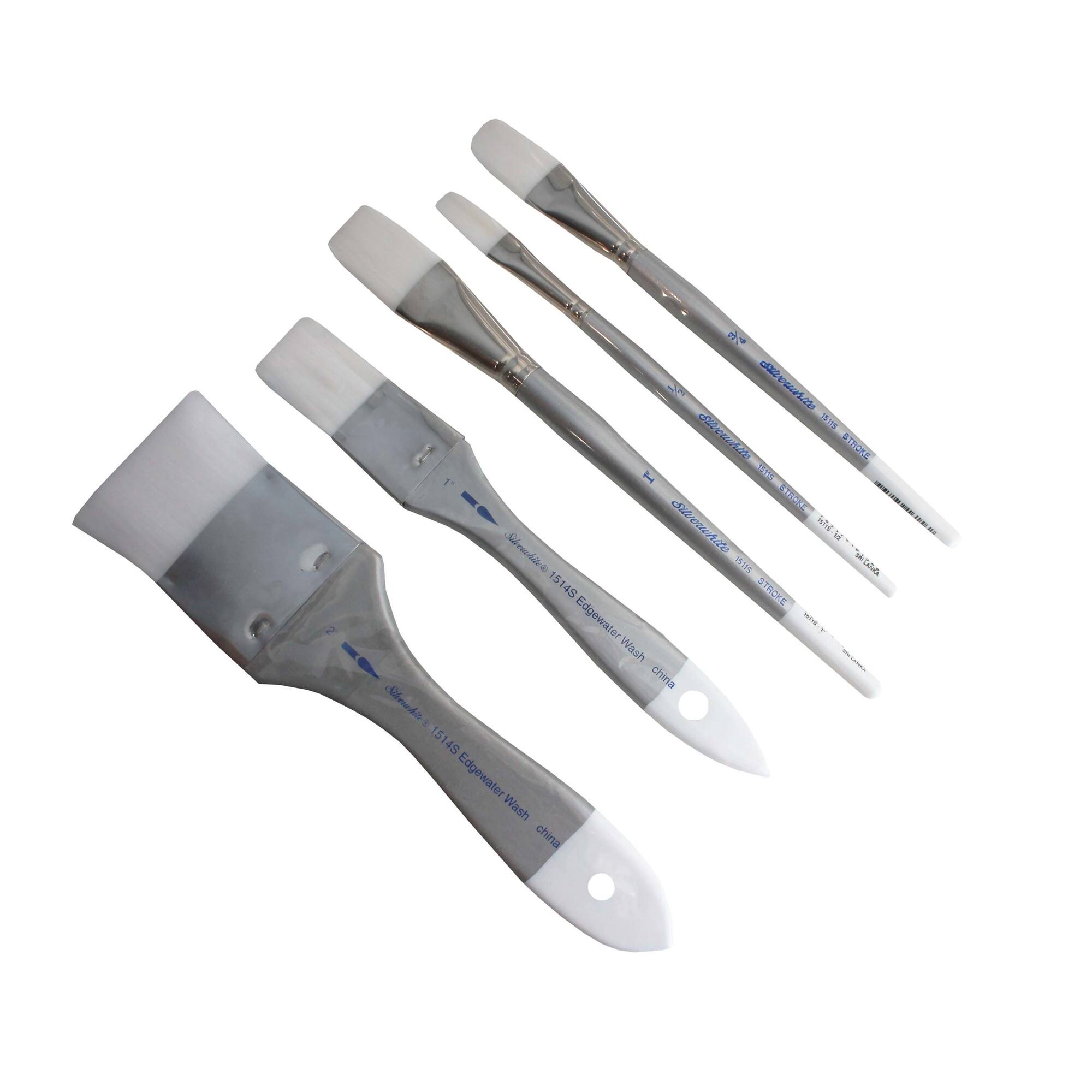 Silver Brush Limited Silver white Stroke and Wash Brushes, Set of 3